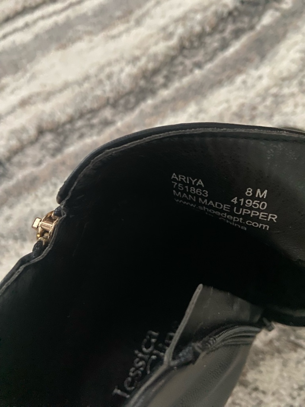 Classic Black Ankle Booties with Gold Zip Accent - Picture 5 of 12